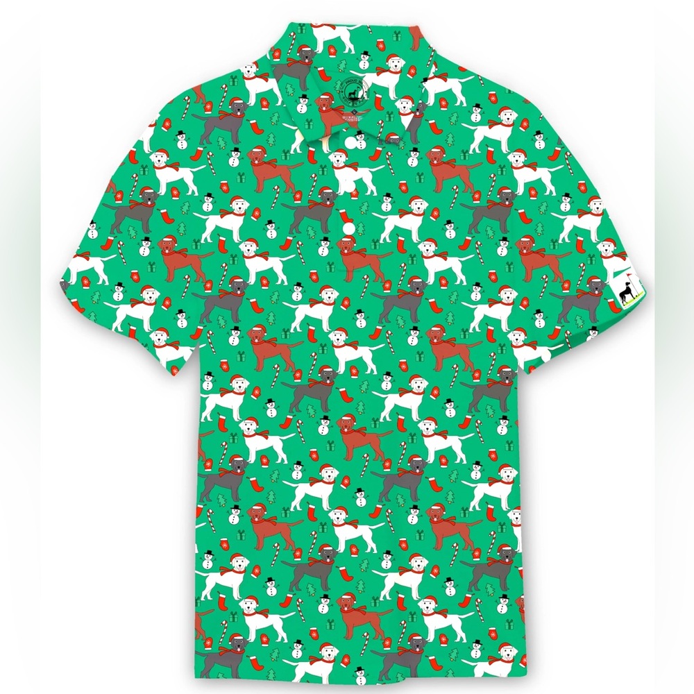 Proud 90 Holiday Pups Golf Polo Size XXL Ugly Christmas sweater